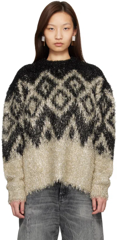 Acne Studios Black Metallic Knit Sweater In Brown