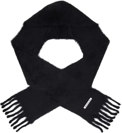 Acne Studios Hooded Fringed Mohair And Wool-blend Scarf In Black