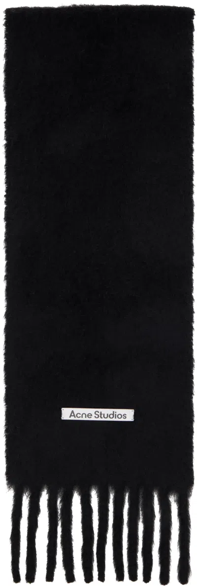 ACNE STUDIOS BLACK MOHAIR LOGO SCARF