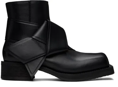 Acne Studios Knot-detail Leather Ankle Boots In Black