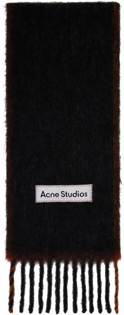 Acne Studios Black Narrow Wool Mohair Scarf In 900 Black