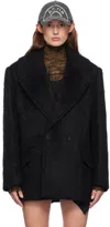 Acne Studios Black Notched Lapel Coat In 900 Black