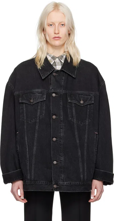 Acne Studios Black Oversized Denim Jacket In 900 Black