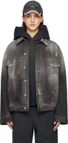 Acne Studios Black Oversized Fit Denim Jacket In 900 Black