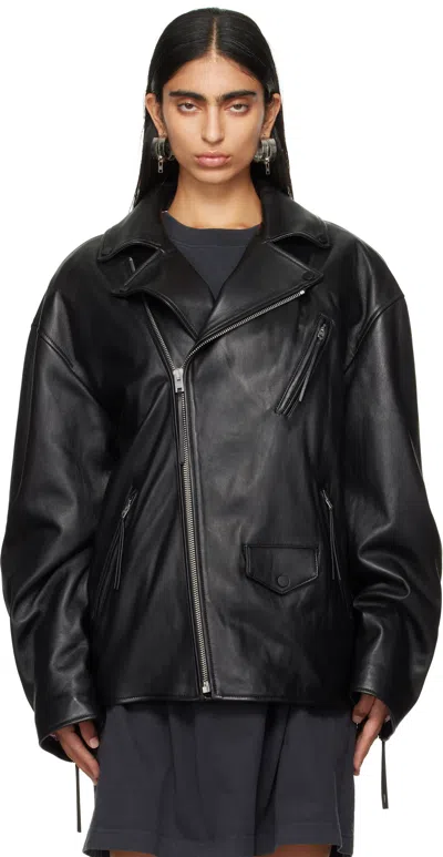 Acne Studios Black Padded Leather Jacket In 900 Black