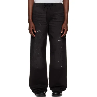 Acne Studios Black Paint Splatter Drawstring Trousers In 900 Black