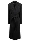 Acne Studios Women Long Coat With Belt At The Waist In Black