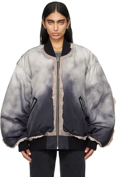 Acne Studios Black Printed Bomber Jacket In Bm0 Faded Black