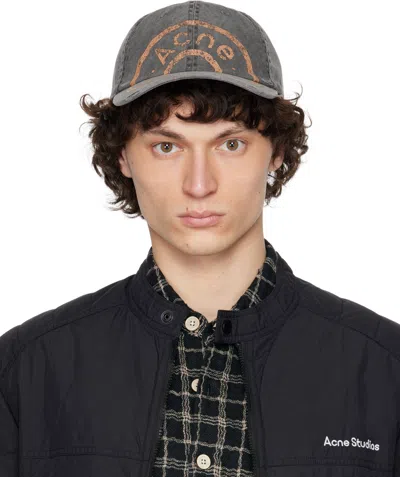 Acne Studios Black Printed Logo Cap In 900 Black