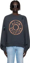Acne Studios Black Printed Logo Sweatshirt In Gray