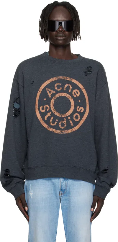 Acne Studios Black Printed Logo Sweatshirt In Gray