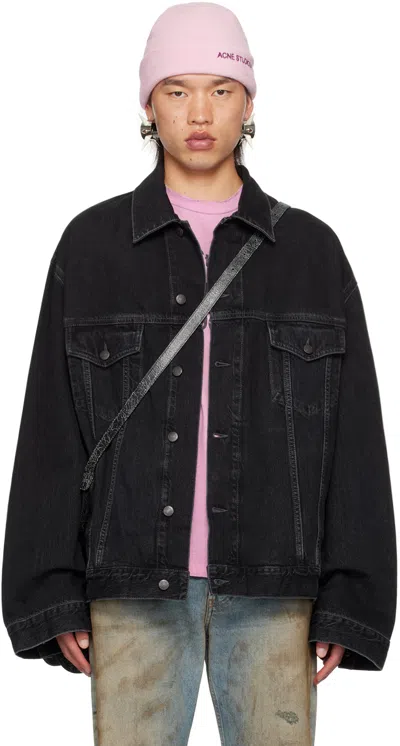 Acne Studios Black Relaxed-fit Denim Jacket In 900 Black