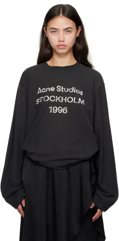 Acne Studios Black Relaxed Fit Logo T-shirt