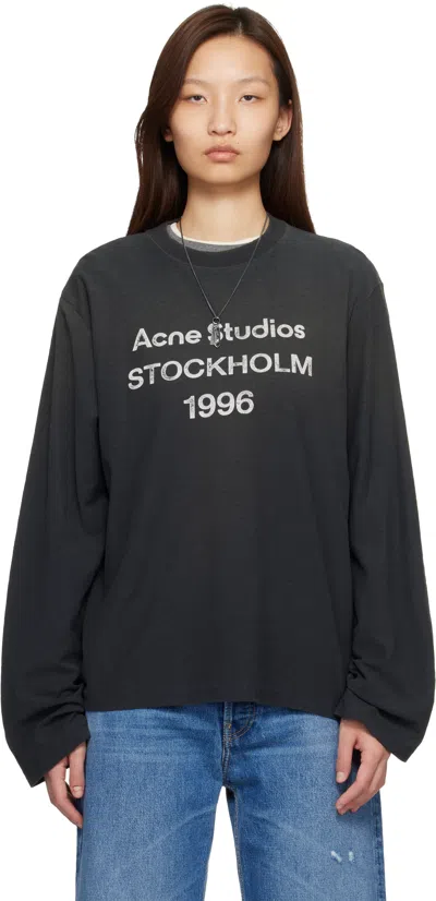 Acne Studios Black Relaxed Fit Logo T-shirt