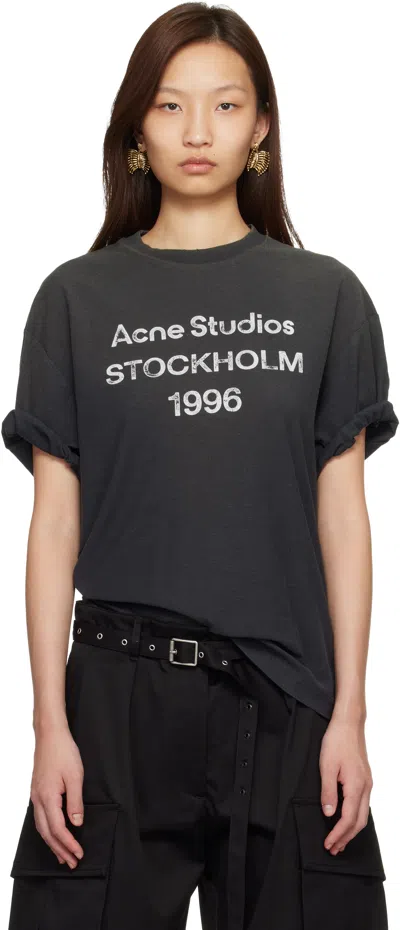 Acne Studios Logo T-shirt Relaxed Fit Faded Black In Gray