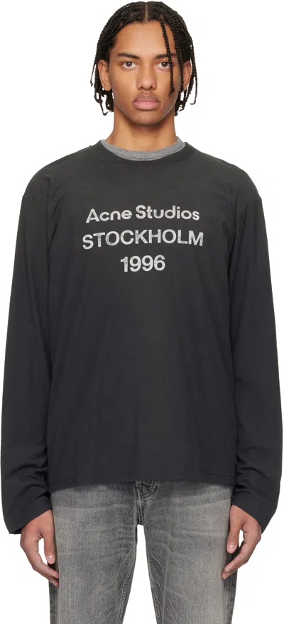 Acne Studios Black Relaxed Fit Logo T-shirt