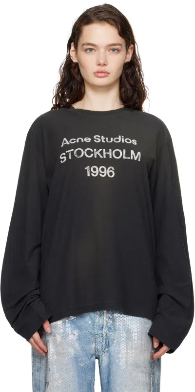 Acne Studios Black Relaxed Fit Logo T-shirt In Bm0 Faded Black