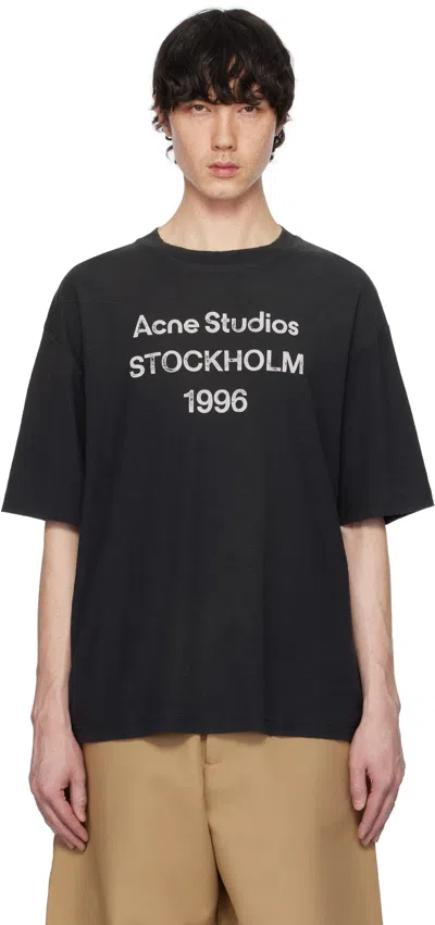 Acne Studios Black Relaxed Fit Logo T-shirt In Bm0 Faded Black