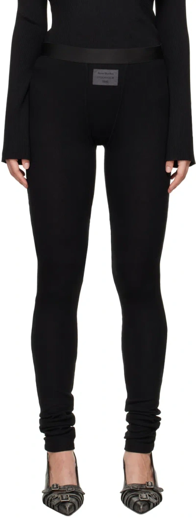 Acne Studios Black Ribbed Leggings In 900 Black