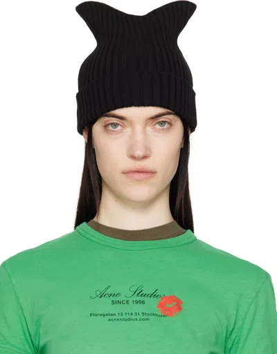 Acne Studios Black Ribbed Square Beanie