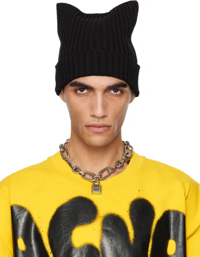 Acne Studios Black Ribbed Square Beanie