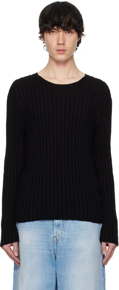 Acne Studios Black Ribbed Jumper In Z32 Black / Black