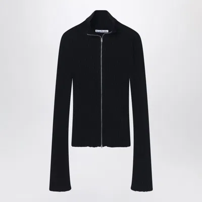 ACNE STUDIOS ACNE STUDIOS  BLACK RIBBED ZIP CARDIGAN