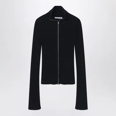 Acne Studios Black Ribbed Zip Cardigan Women