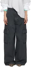 Acne Studios Black Ripstop Cargo Trousers In Bm0 Faded Black