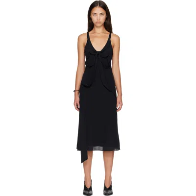 Acne Studios Black Silk Bow Midi Dress In 900 Black