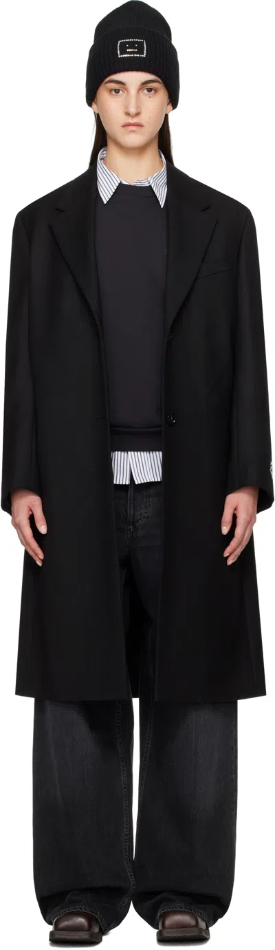 Acne Studios Black Single-breasted Wool Coat In 900 Black