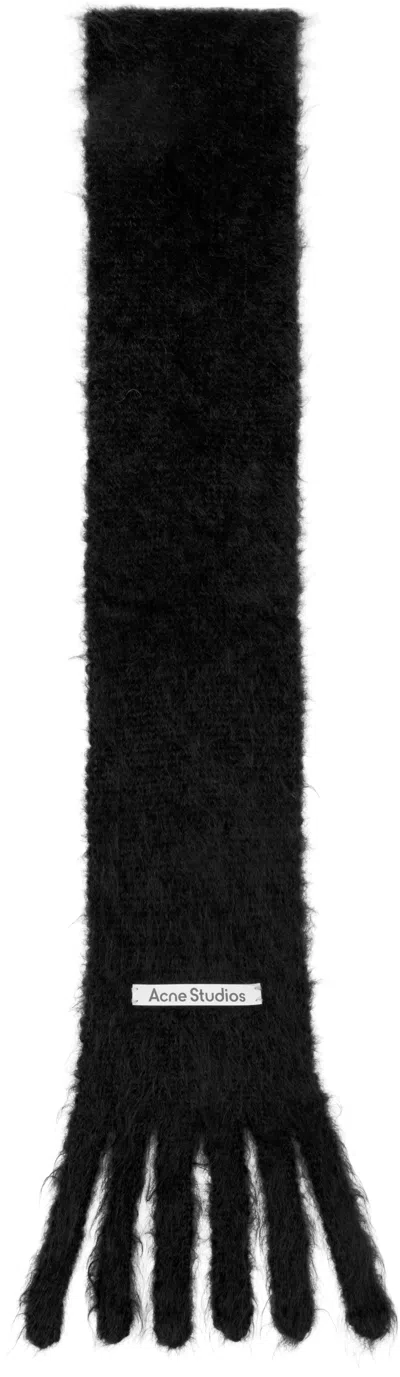 Acne Studios Black Skinny Logo Scarf