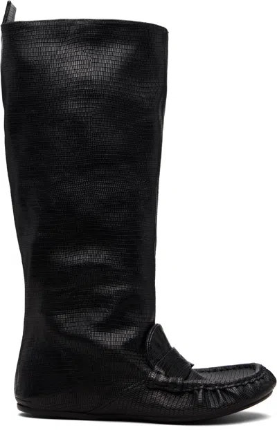 Acne Studios Black Slouch Saddle Tall Boots