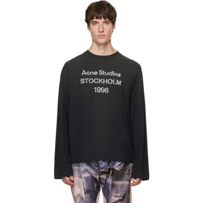 Acne Studios Black Sprayed '1996' Logo T-shirt In Bm0 Faded Black