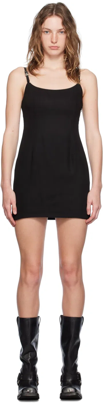 Acne Studios Buckle-strap Mini Dress In Black