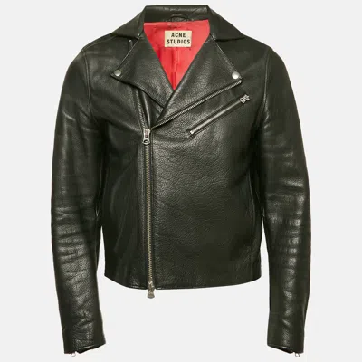 Pre-owned Acne Studios Black Suede Trim Leather Gibson Jacket M