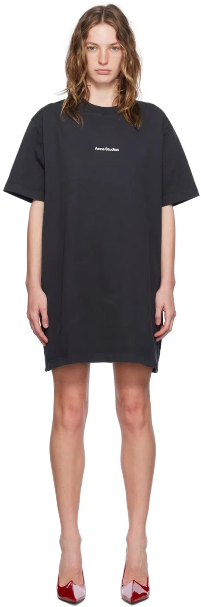 ACNE STUDIOS BLACK T-SHIRT MINIDRESS