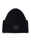Acne Studios Large Face Logo Beanie In Black