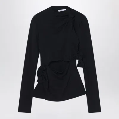 Acne Studios Black Top With Knots And Cut-out Details