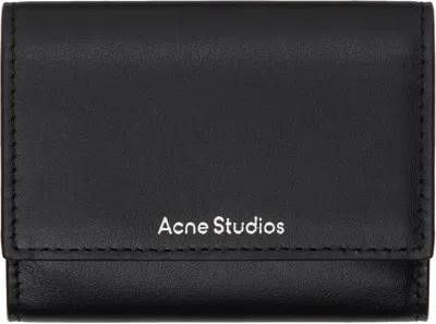Acne Studios Black Trifold Leather Wallet In 900 Black
