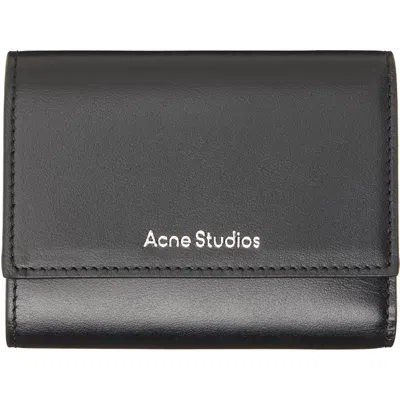 Acne Studios Black Trifold Leather Wallet In 900 Black