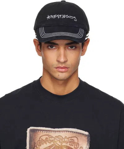 Acne Studios Black Twill Logo Cap