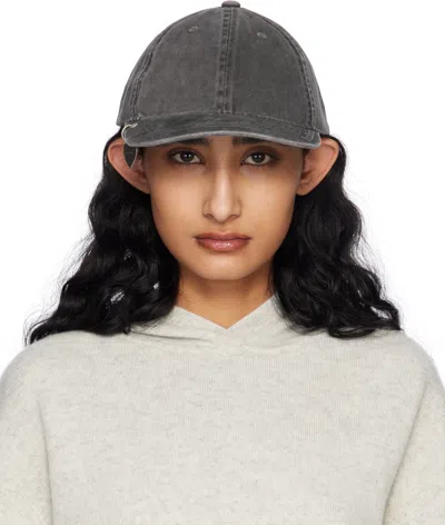 Acne Studios Black Twill Pendant Cap In Gray