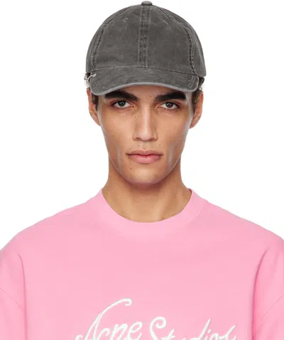 Acne Studios Black Twill Pendant Cap In Bm0 Faded Black