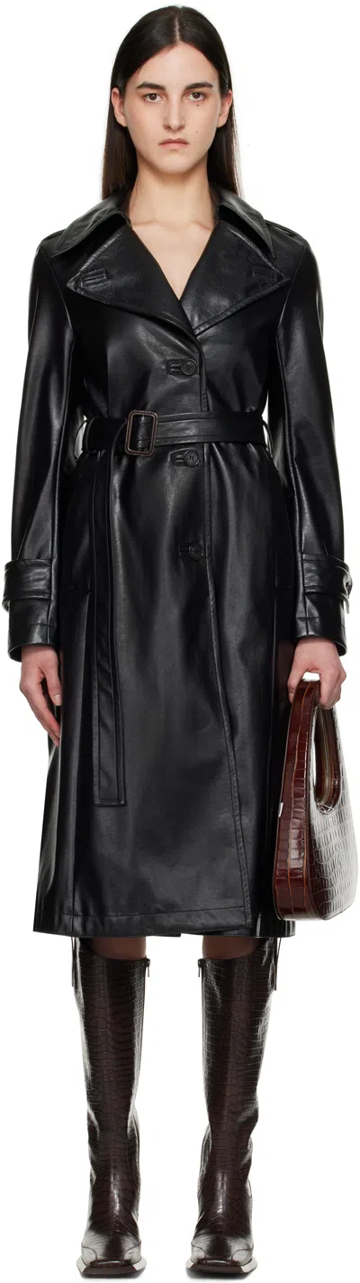 Acne Studios Black Vintage Faux-leather Trench Coat