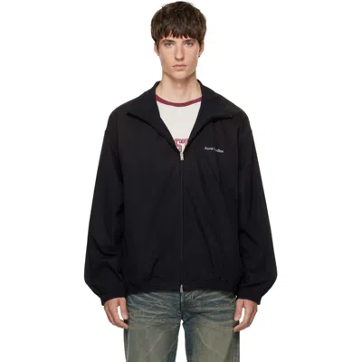 Acne Studios Black Washed Logo Jacket In 900 Black