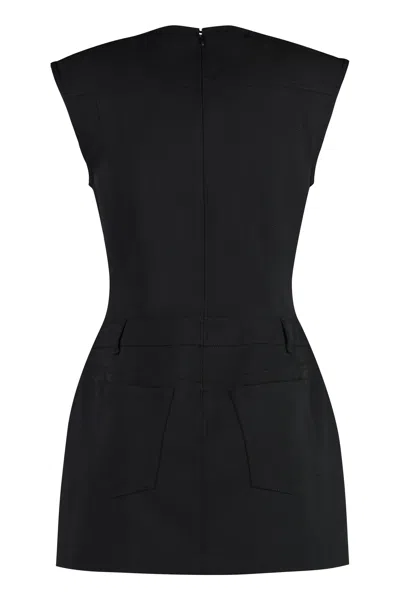 Acne Studios Black Wool-blend Dress With Padded Shoulders And Back Pockets For Women In Burgundy