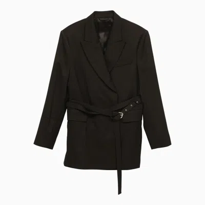Acne Studios Wool-blend Jacket With Belt In Black