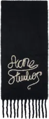 Acne Studios Black Wool Logo Scarf In Black
