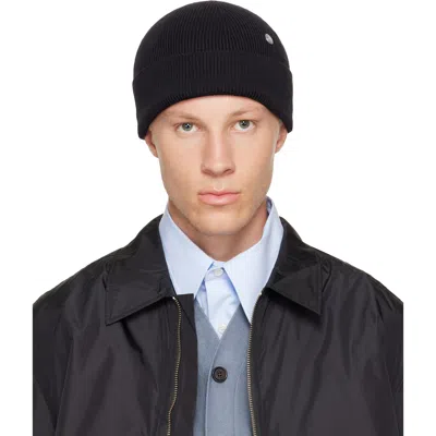 Acne Studios Black Wool Rivet Beanie In 900 Black